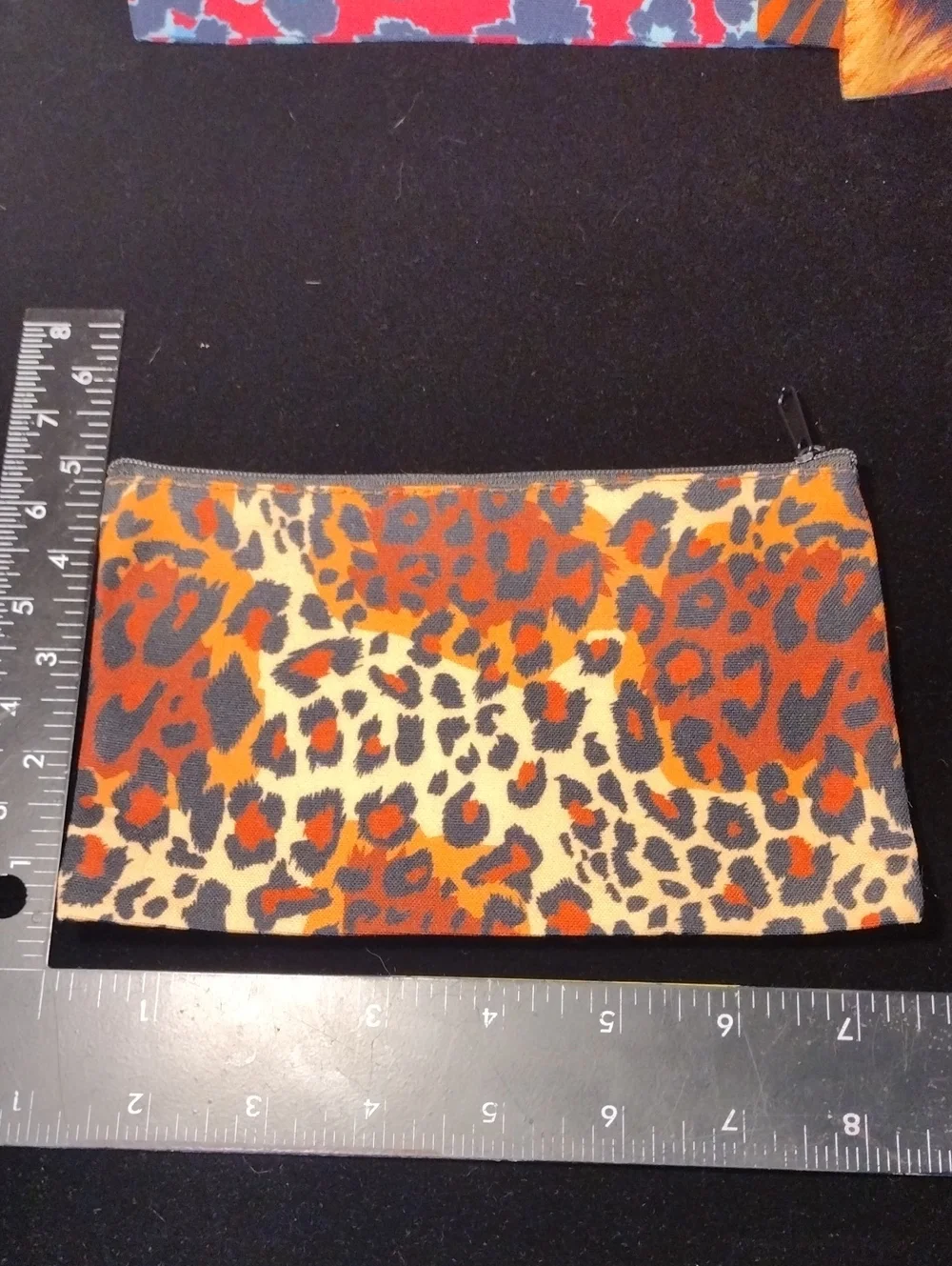 Leopard Print Cosmetic Pouch in Orange and Cream